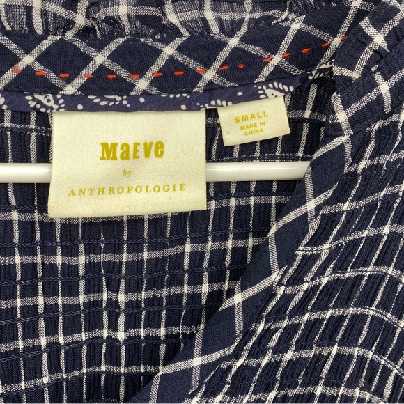 Anthropologie Maeve Sara Smocked Shirtdress in Navy Size Small - Picture 5 of 10